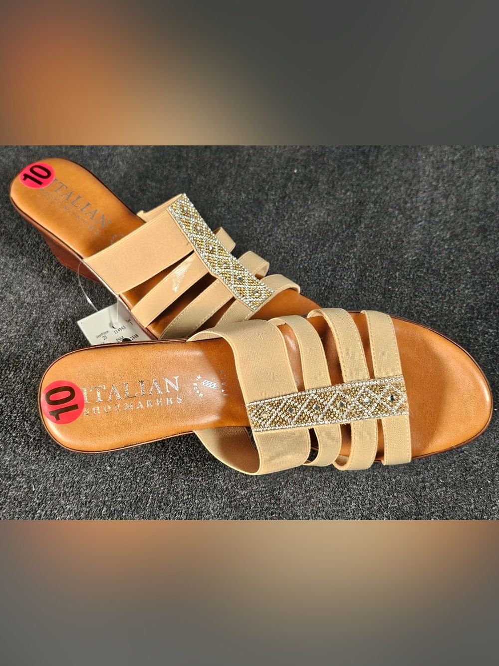 NWT Beige Embellished Strappy Sandals - Women